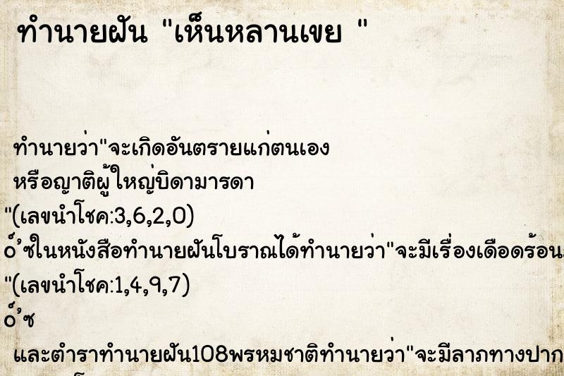 ทำนายฝันทำนายฝันเห็นหลานเขย